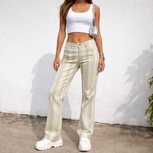 Y2K Hod Pastel Striped Jeans Straight Leg Indie Festival Denim Size 26